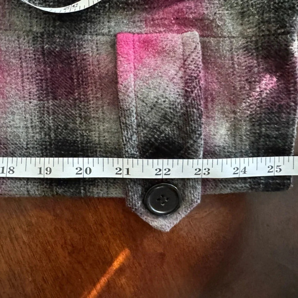 Pendleton Women’s PinkGrey Plaid Wool Blend Double Breasted Button Jacket Medium - Picture 8 of 11